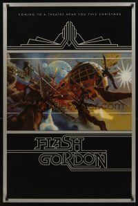 3f250 FLASH GORDON teaser 1sh '80 Sam Jones, Melody Anderson, best Castle artwork of ship!