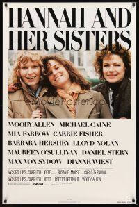 3f298 HANNAH & HER SISTERS 1sh '86 Woody Allen, Mia Farrow, Carrie Fisher, Barbara Hershey