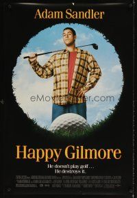 3f299 HAPPY GILMORE DS 1sh '96 great image of Adam Sandler, he doesn't play, he destroys golf!