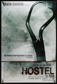 3f335 HOSTEL teaser DS 1sh '05 Eli Roth gore-fest, creepy image of surgical clamp