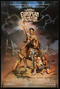 3f548 NATIONAL LAMPOON'S EUROPEAN VACATION 1sh '85 Boris Vallejo art with strongman Chevy Chase!