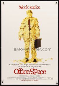3f563 OFFICE SPACE style A advance DS 1sh '99 Mike Judge, Stephen Root covered in post-its!