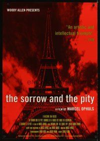 3f714 SORROW & THE PITY 1sh R00 Ophuls classic WWII documentary, Eiffel Tower in red!