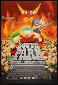3f717 SOUTH PARK: BIGGER, LONGER & UNCUT advance DS 1sh '99 Parker & Stone animated musical!