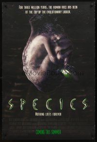 3f719 SPECIES advance DS 1sh '95 creepy artwork of alien Natasha Henstridge in embryo sac!