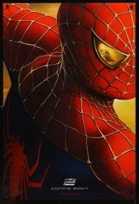 3f724 SPIDER-MAN 2 teaser DS 1sh '04 cool image of Tobey Maguire as superhero, Sam Raimi!