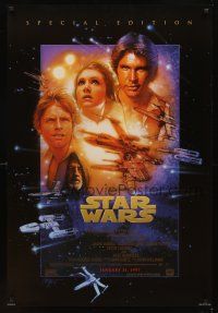 3f739 STAR WARS style B advance 1sh R97 George Lucas classic sci-fi epic, great art by Drew!