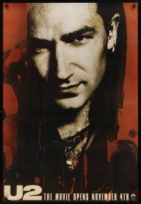 3f814 U2 RATTLE & HUM teaser 1sh '88 cool close-up of Bono, Irish rock!