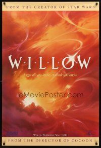 3f855 WILLOW teaser 1sh '88 Ron Howard directed, fantasy art of clouds!