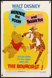 3f857 WINNIE THE POOH & TIGGER TOO 1sh '74 Walt Disney, characters created by A.A. Milne!