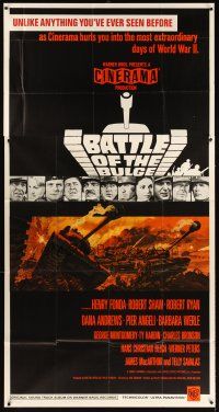 3d495 BATTLE OF THE BULGE 3sh '66 Henry Fonda, Robert Shaw, cool Jack Thurston tank art, Cinerama!