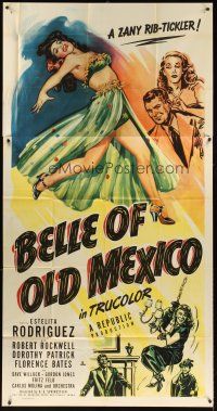 3d498 BELLE OF OLD MEXICO 3sh '50 full-length art of sexiest dancer Estelita Rodriguez!