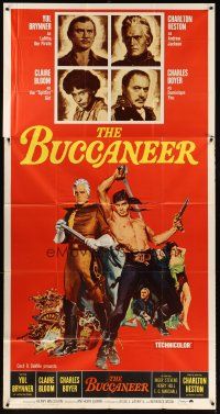 3d509 BUCCANEER 3sh R65 Yul Brynner, Charlton Heston, directed by Anthony Quinn!