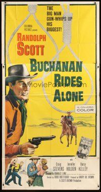 3d510 BUCHANAN RIDES ALONE 3sh '58 big man Randolph Scott & nooses, directed by Budd Boetticher