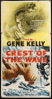 3d524 CREST OF THE WAVE 3sh '54 different art of smoking Gene Kelly + at periscope of submarine!