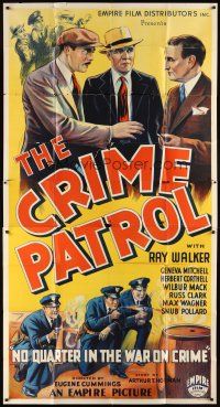 3d525 CRIME PATROL 3sh '36 fantastic stone litho of four uniformed policemen with guns drawn!