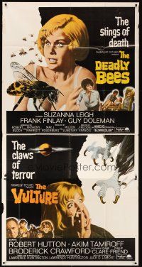 3d532 DEADLY BEES/VULTURE 3sh '67 horror double-bill, the stings of death & the claws of terror!