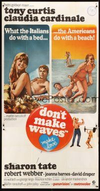 3d542 DON'T MAKE WAVES int'l 3sh '67 Tony Curtis with super sexy Sharon Tate & Claudia Cardinale!