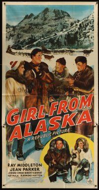 3d555 GIRL FROM ALASKA 3sh '42 cool artwork of Ray Middleton & Jean Parker in arctic wilderness!