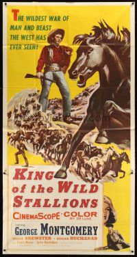 3d583 KING OF THE WILD STALLIONS 3sh '59 George Montgomery, the wildest war of man & beast ever!
