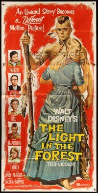 3d592 LIGHT IN THE FOREST 3sh '58 Disney, full-length art of Native American James MacArthur!