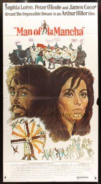 3d603 MAN OF LA MANCHA int'l 3sh '72 Peter O'Toole, Sophia Loren, cool Ted CoConis art!
