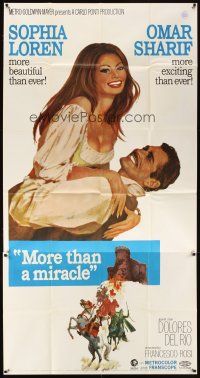 3d613 MORE THAN A MIRACLE 3sh '67 romantic artwork of sexy Sophia Loren & Omar Sharif!