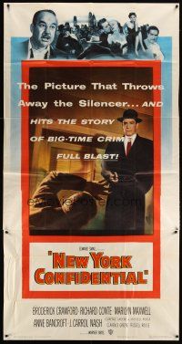 3d618 NEW YORK CONFIDENTIAL 3sh '55 Broderick Crawford, Richard Conte, Marilyn Maxwell!