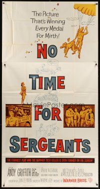 3d620 NO TIME FOR SERGEANTS 3sh '58 Andy Griffith, wacky Air Force paratrooper artwork!