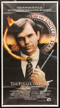 3d625 OMEN 3 - THE FINAL CONFLICT int'l 3sh '81 creepy image of Sam Neill as President Damien!
