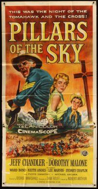 3d629 PILLARS OF THE SKY 3sh '56 soldier Jeff Chandler & pretty Dorothy Malone fight Indians!