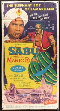 3d643 SABU & THE MAGIC RING 3sh '57 great image of Sabu & William Marshall as the Genie!