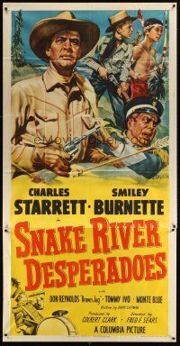 3d651 SNAKE RIVER DESPERADOES 3sh '51 art of Charles Starrett & Smiley Burnette by Glenn Cravath!