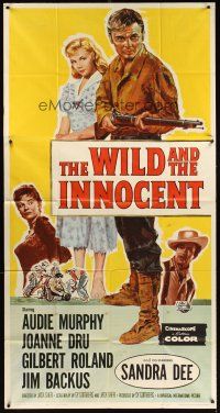 3d675 WILD & THE INNOCENT 3sh '59 Audie Murphy wants to kill a man,drink whiskey & kiss fancy women!