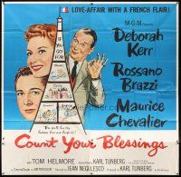 3d362 COUNT YOUR BLESSINGS 6sh '59 Deborah Kerr, Rossano Brazzi & Maurice Chevalier in Paris!