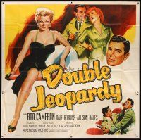3d370 DOUBLE JEOPARDY 6sh '55 great artwork of super sexy bad Allison Hayes sitting!