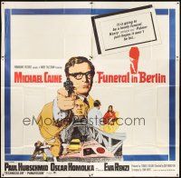 3d374 FUNERAL IN BERLIN 6sh '67 cool art of Michael Caine pointing gun, directed by Guy Hamilton!