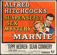 3d408 MARNIE 6sh '64 Sean Connery & Tippi Hedren in Alfred Hitchcock's suspenseful sex mystery!