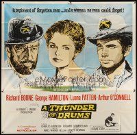 3d449 THUNDER OF DRUMS 6sh '61 art of Richard Boone, George Hamilton & Luana Patten, Civil War!