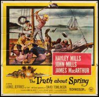 3d454 TRUTH ABOUT SPRING 6sh '65 art of daughter Hayley Mills & father John Mills on ship!