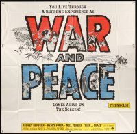 3d461 WAR & PEACE 6sh R63 art of Audrey Hepburn, Henry Fonda & Mel Ferrer, Leo Tolstoy epic!