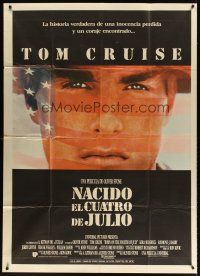 3d162 BORN ON THE FOURTH OF JULY Argentinean 43x58 '89 Oliver Stone, great image of Tom Cruise!