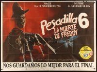 3d167 FREDDY'S DEAD Argentinean 43x58 '91 great close up of Robert Englund as Freddy Krueger!