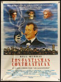 3d188 SCROOGED Argentinean 43x58 '88 great image of skeleton hand lighting Bill Murray's cigar!