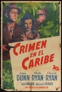3d213 CARIBBEAN MYSTERY Argentinean '45 James Dunn & Sheila Ryan in a swampland horror!