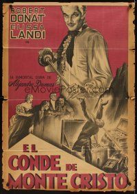 3d220 COUNT OF MONTE CRISTO Argentinean R50s cool art of Robert Donat as Edmond Dantes!