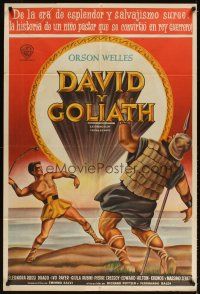 3d223 DAVID & GOLIATH Argentinean '61 Orson Welles as King Saul, cool battle artwork!
