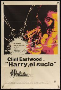 3d228 DIRTY HARRY Argentinean '72 art of Clint Eastwood pointing gun, Don Siegel crime classic!