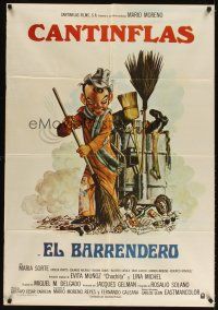 3d232 EL BARRENDERO Argentinean '82 great art of Cantinflas as janitor cleaning up!