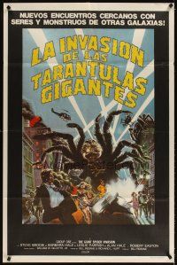 3d246 GIANT SPIDER INVASION Argentinean '75 great art of really big bug terrorizing city!